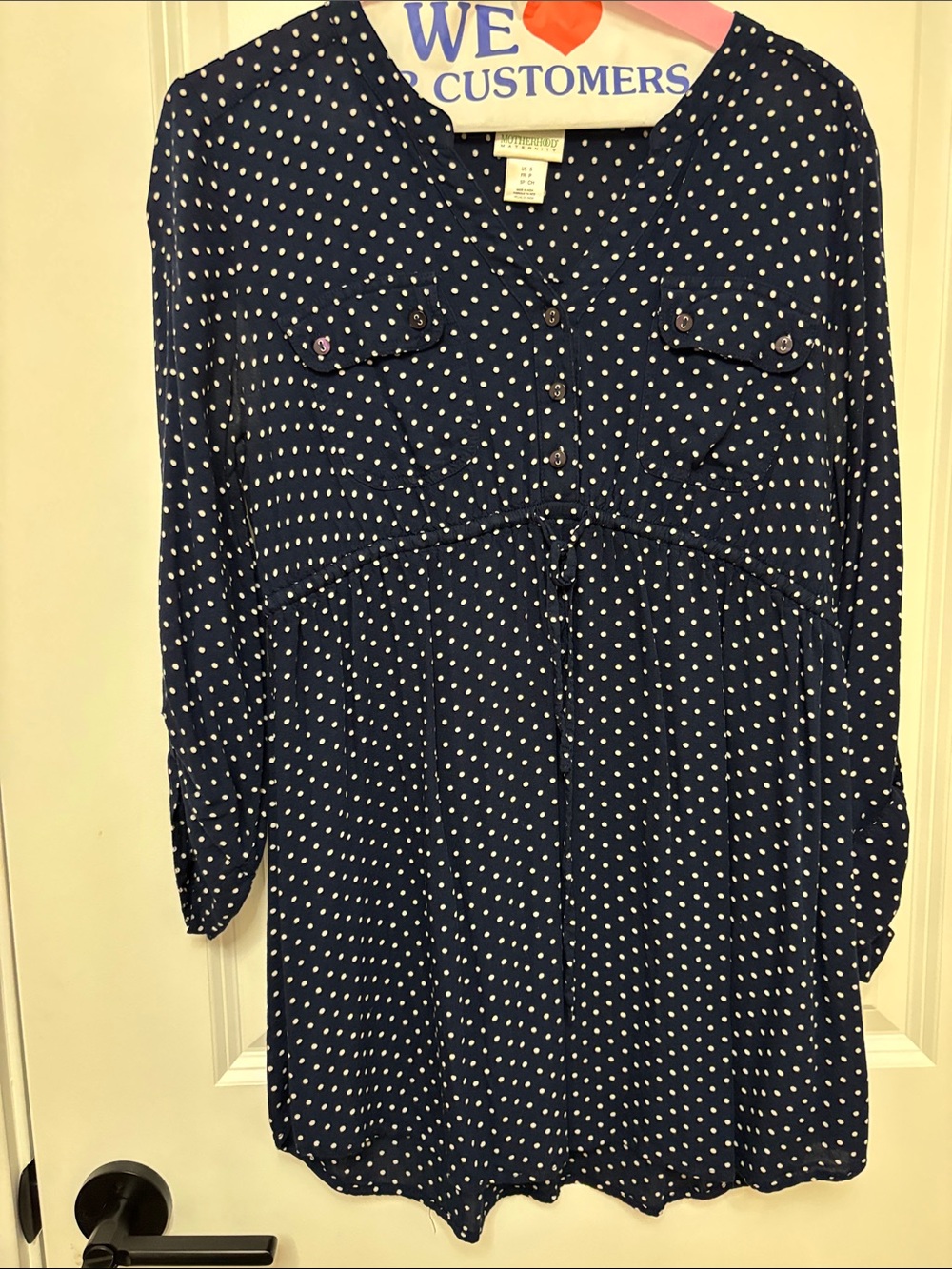 Motherhood Navy and White Polka Dot Maternity Top